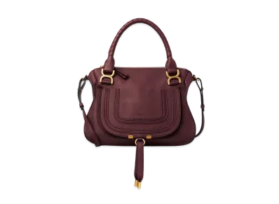 Chloe Marcie Leather Handbag In Grained Calfskin "Burgundy"