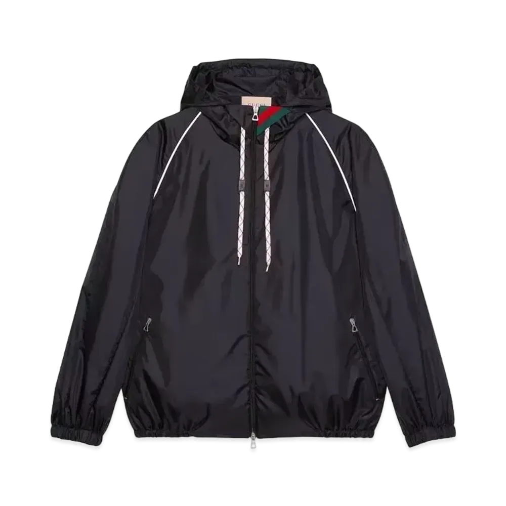 GUCCI Nylon Satin Jacket "Black/Green/Red"