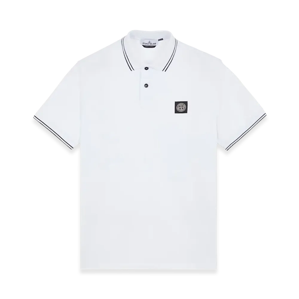 Stone Island 2SC18 Stretch Cotton Pique Short-Sleeve Polo Shirt - 23FW "White"