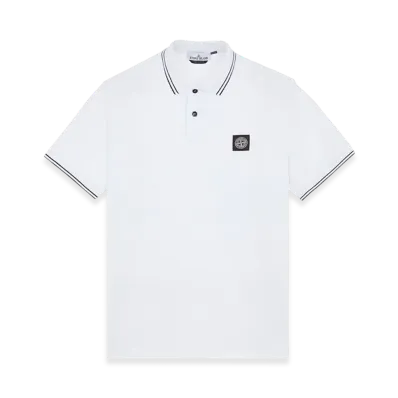 Stone Island 2SC18 Stretch Cotton Pique Short-Sleeve Polo Shirt - 23FW "White"