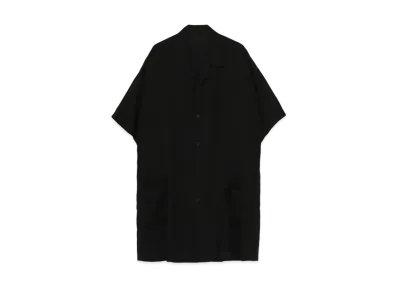 Yohji Yamamoto Pour Homme CELLULOSE LAWN OPEN COLLAR GUN SLEEVES BLOUSE "Black"