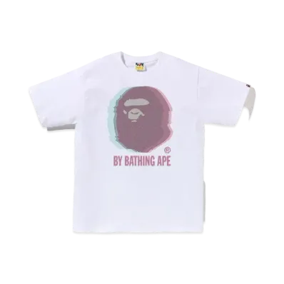 A BATHING APE Glitch Art By Bathing Tee "White"