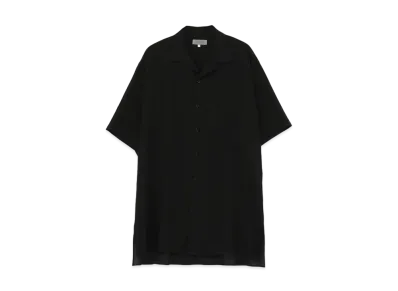 Yohji Yamamoto Pour Homme CELLULOSE LAWN OPEN COLLAR SHORT SLEEVES BLOUSE "Black"