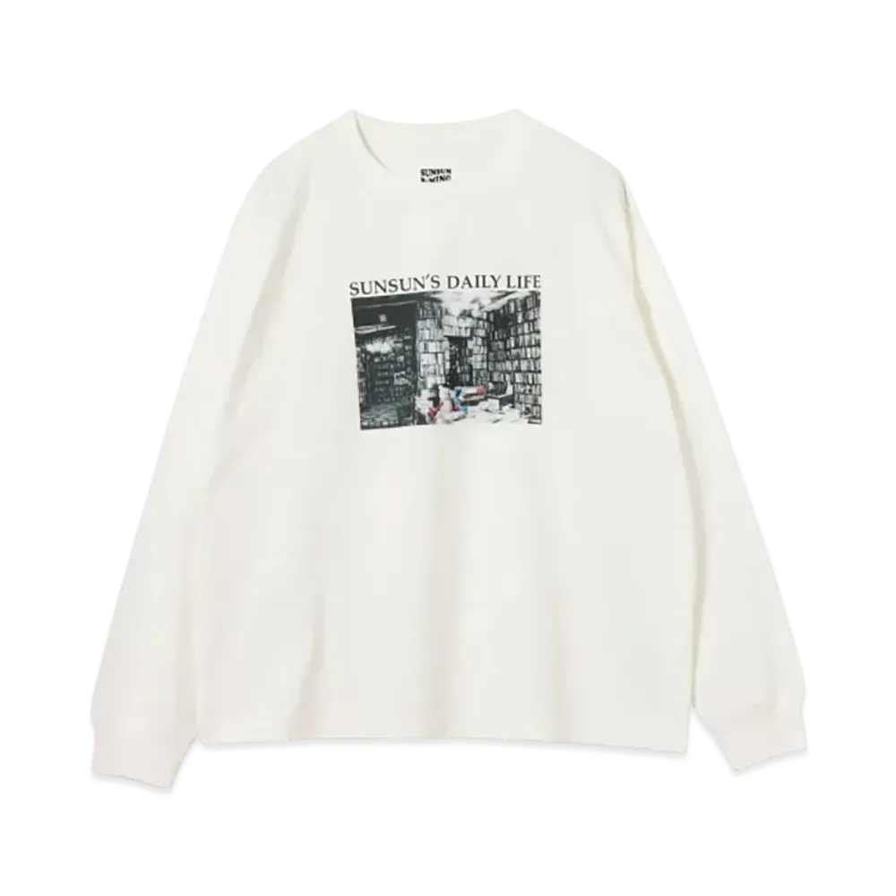 B:MING by BEAMS x PUPPET SUNSUN / Fade Photo Print Long Sleeve T-Shirt Book "OffWhite"