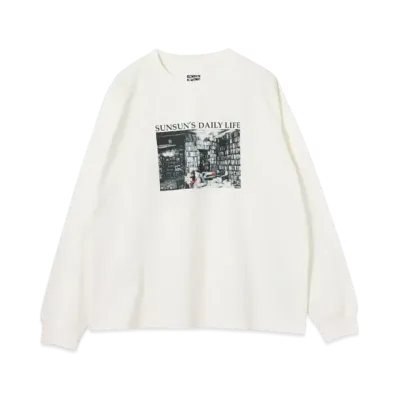 B:MING by BEAMS x PUPPET SUNSUN / Fade Photo Print Long Sleeve T-Shirt Book "OffWhite"