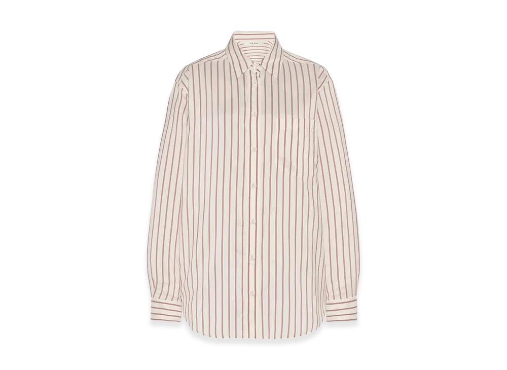 The Row Women's Gavina Silk Shirt "Ivory/Cinnamon"