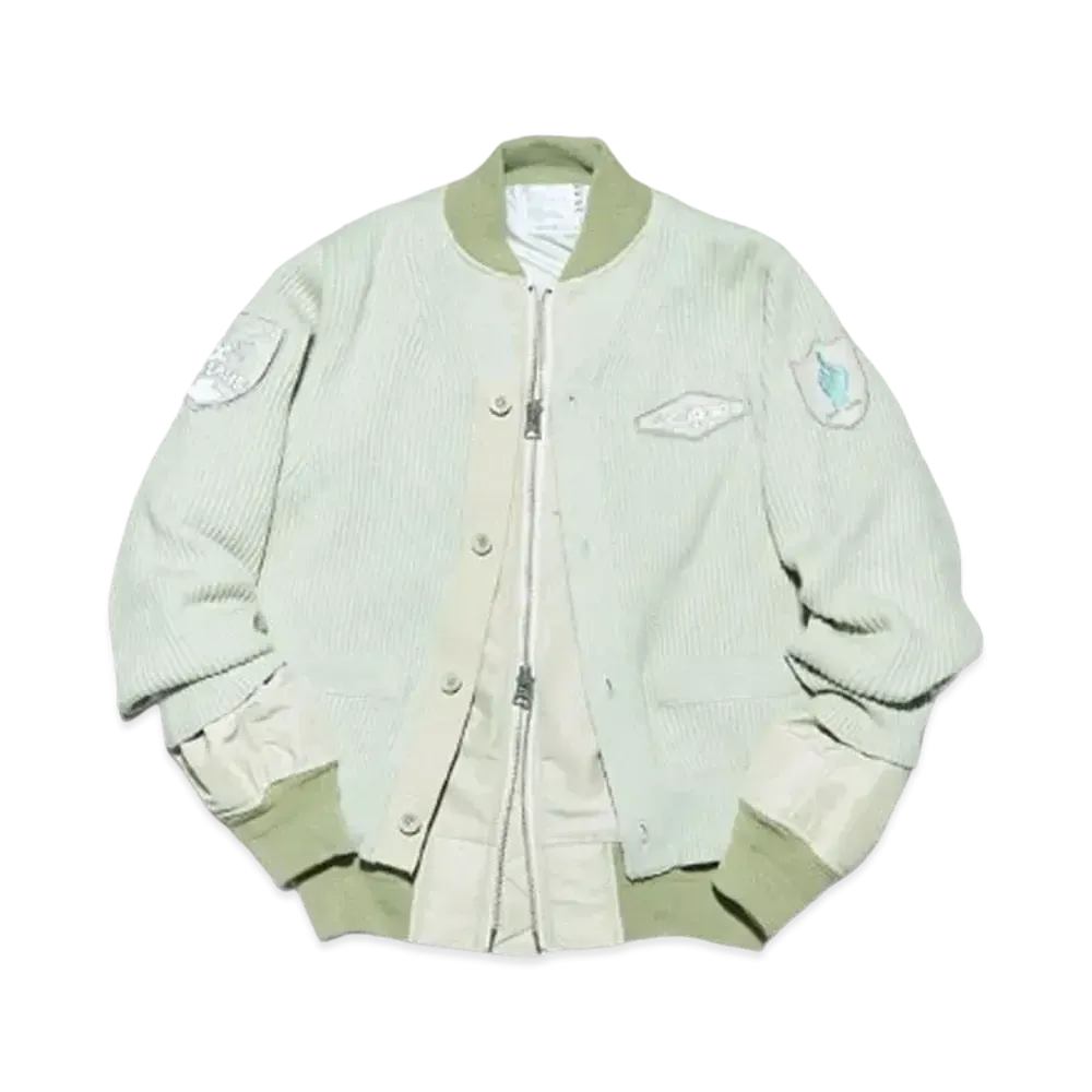 sacai x Gonz Multi Patch Nylon Twill x Knit Cardigan "Light Green"