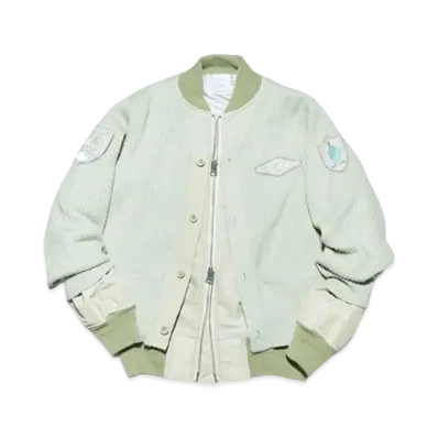 sacai x Gonz Multi Patch Nylon Twill x Knit Cardigan "Light Green"