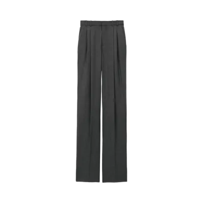 Saint Laurent Women's Wide-Leg Pants in Cashmere "Anthracite"