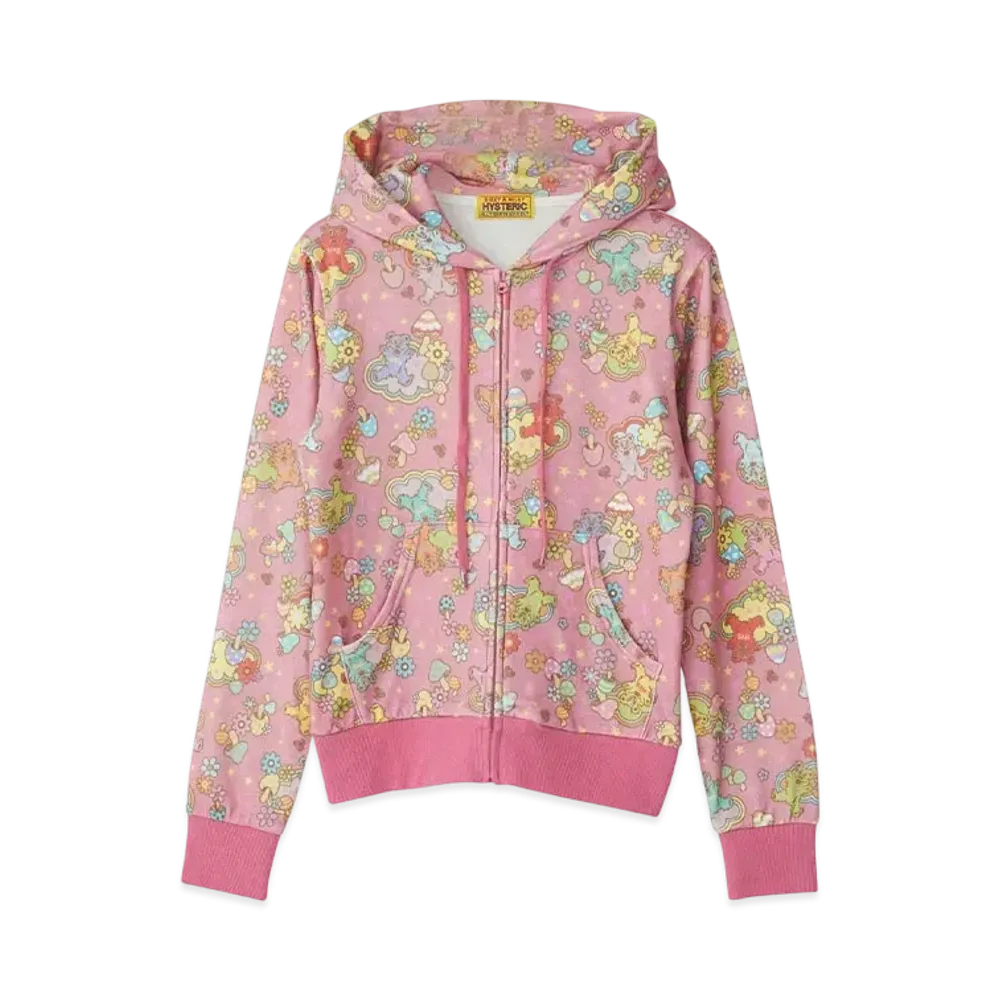 HYSTERIC GLAMOUR Fire Bear Dream Pattern Short Hoodie "Pink"