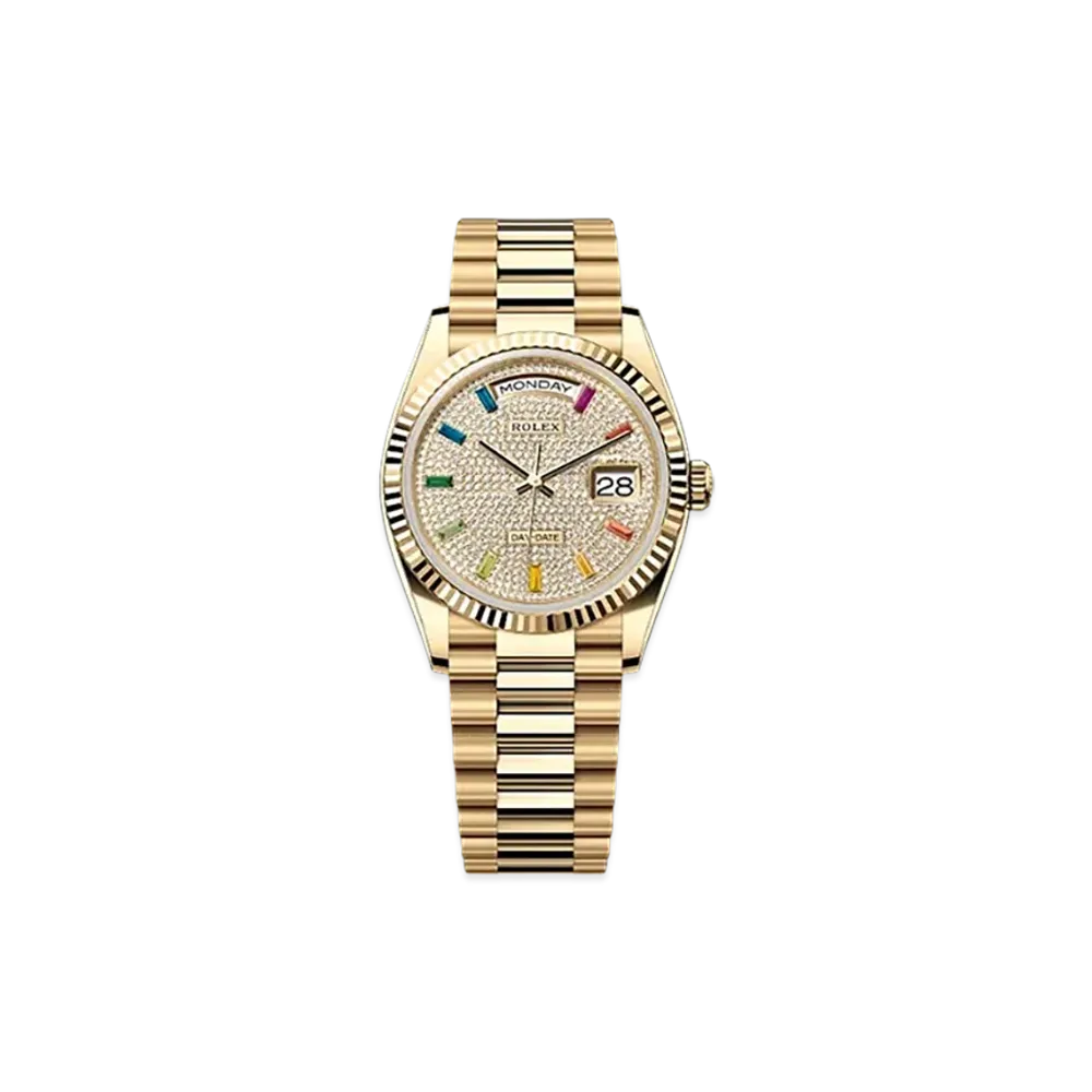 ROLEX Day-Date 36mm Yellow Gold 128238 "Pave diamonds"