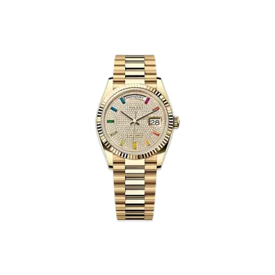 ROLEX Day-Date 36mm Yellow Gold 128238 "Pave diamonds"