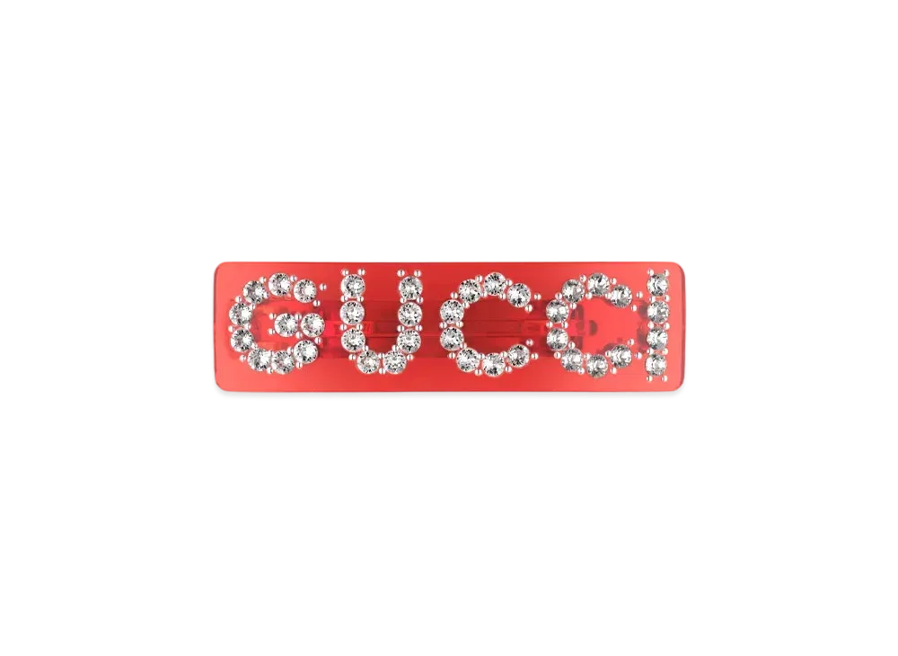 GUCCI Crystal Interlocking G Hair Clip "Pink"