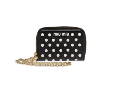 MIU MIU Studded Nappa Leather Card Holder "Black/White"