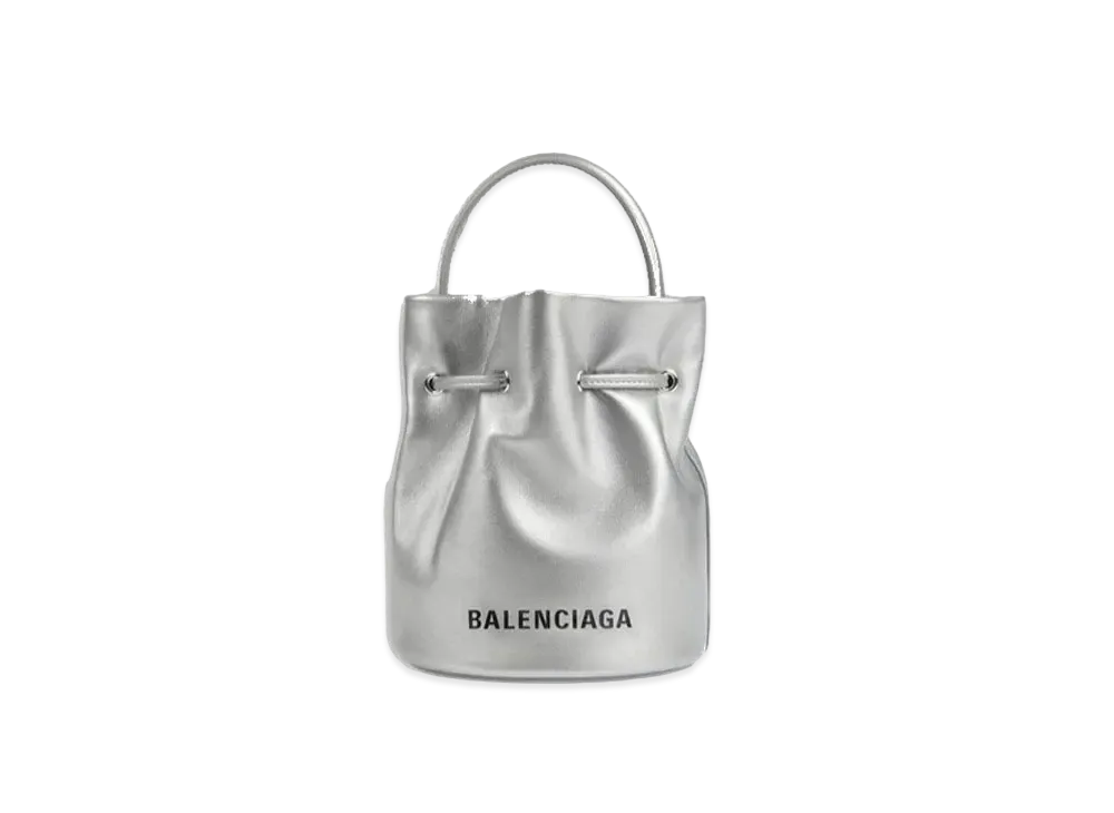 BALENCIAGA Women's Everyday XS Drawstring Bucket Bag "Silver"