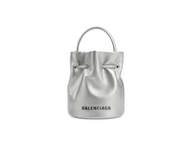 BALENCIAGA Women's Everyday XS Drawstring Bucket Bag "Silver"