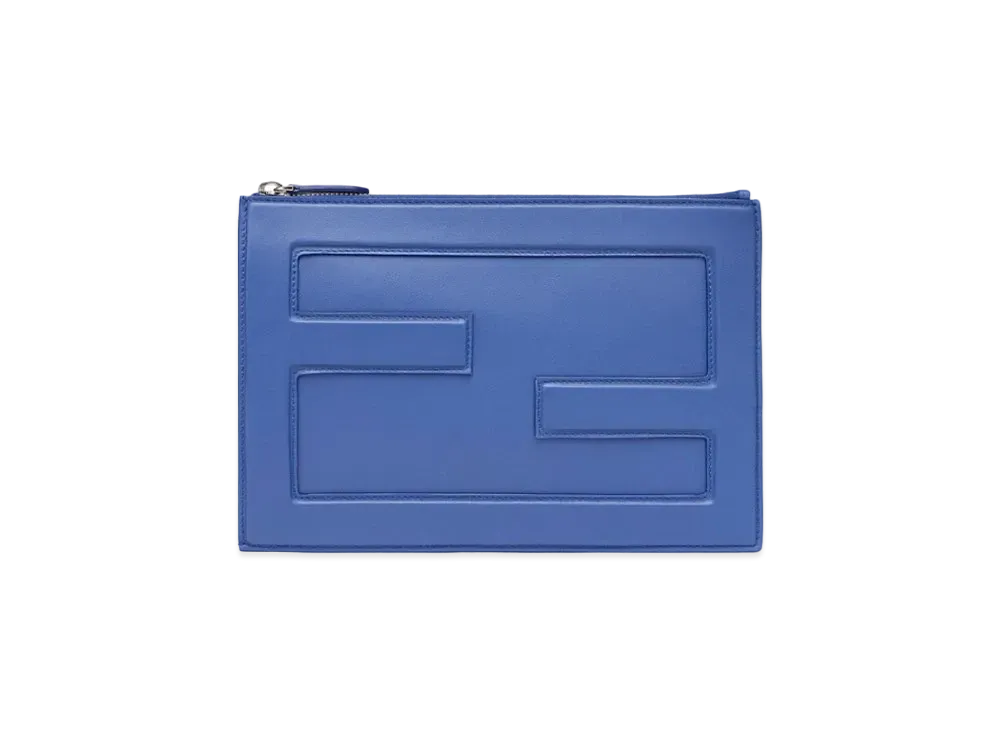 FENDI Baguette Slim Clutch Big Blue Leather Bag "Blue"