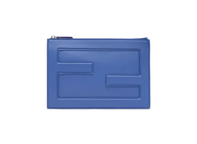 FENDI Baguette Slim Clutch Big Blue Leather Bag "Blue"
