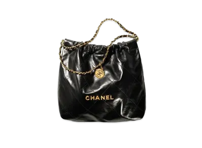 CHANEL 22 Hand Bag Shiny Calfskin "Black/Gold"