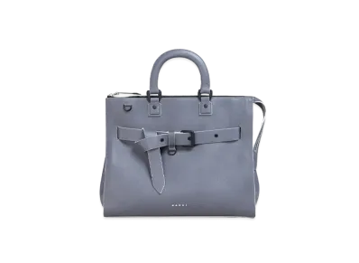 Marni Treasure Bag In Grained Calf Leather "Smoke"