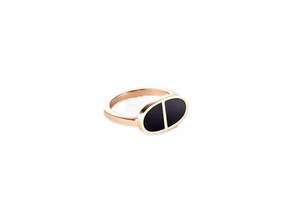 Hermes Chaine D'ancre Verso Ring MM "Pink Gold/Black Ceramic"
