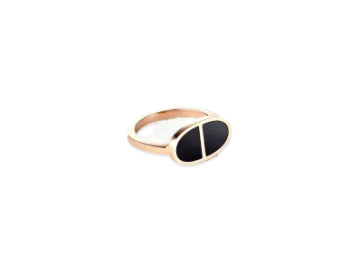 Hermes Chaine D'ancre Verso Ring MM "Pink Gold/Black Ceramic"