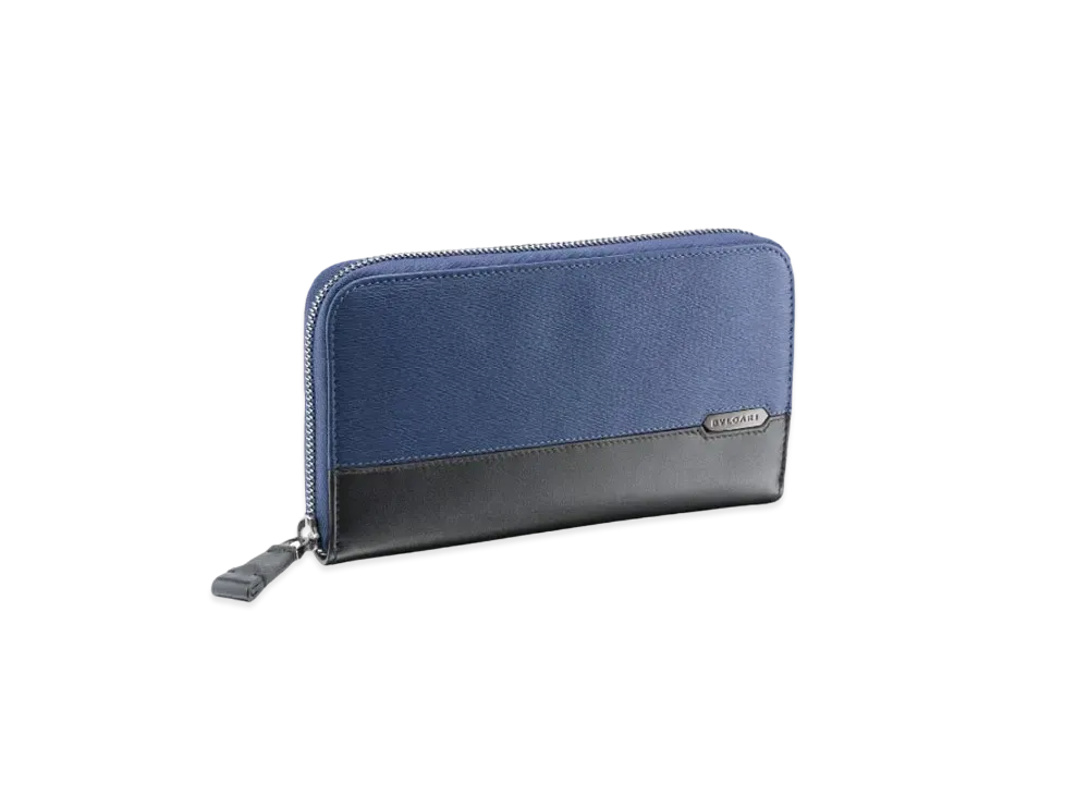 BVLGARI Serpenti Scaglie Man Zip Wallet "Blue"