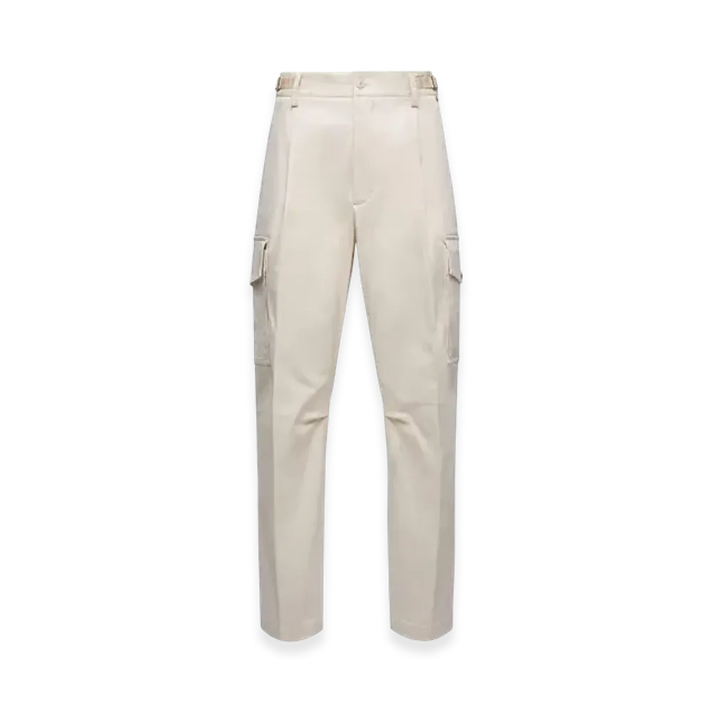 MONCLER Cotton Gabardine Cargo Trousers "White Ivory"