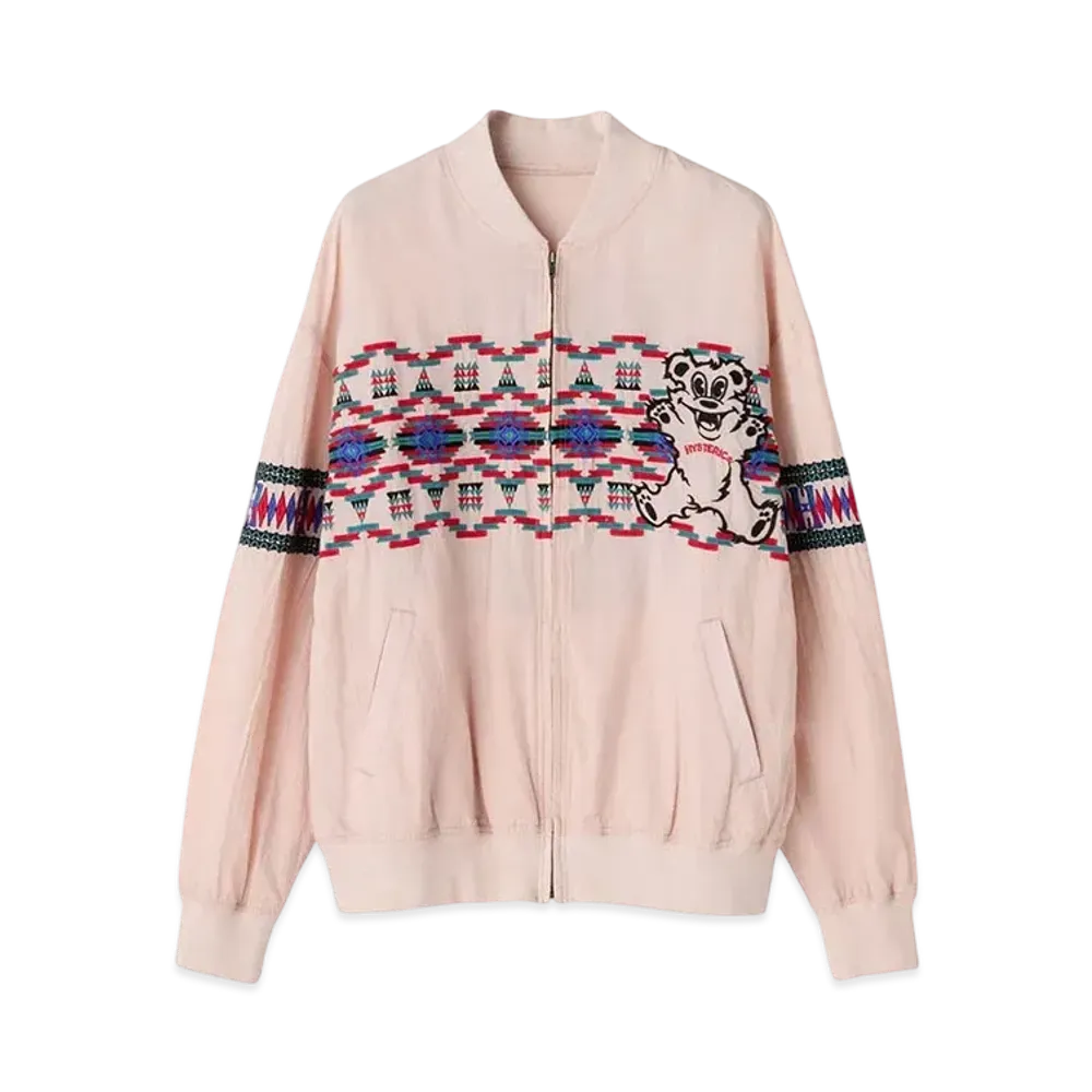 HYSTERIC GLAMOUR Fire Bear&Native Pattern Embroidery Blouson "Pink"