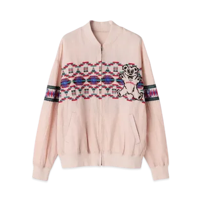 HYSTERIC GLAMOUR Fire Bear&Native Pattern Embroidery Blouson "Pink"
