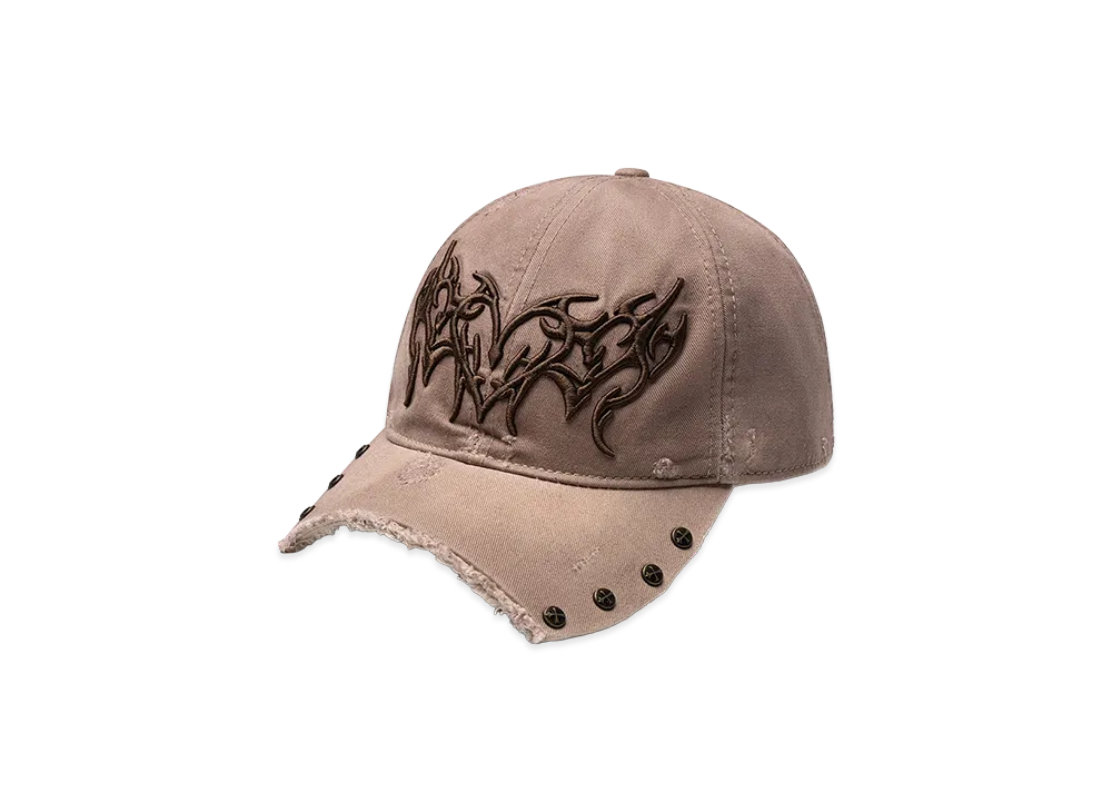 SUPPLIER Ripped Brim Heart Tribal 6 Panel Cap "Beige"