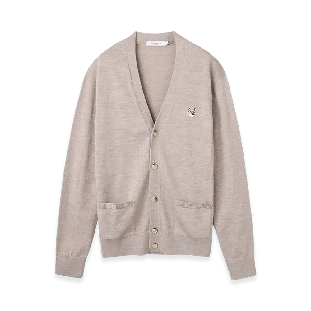 Maison Kitsune Fox Head Patch Classic Cardigan "Beige Melange"