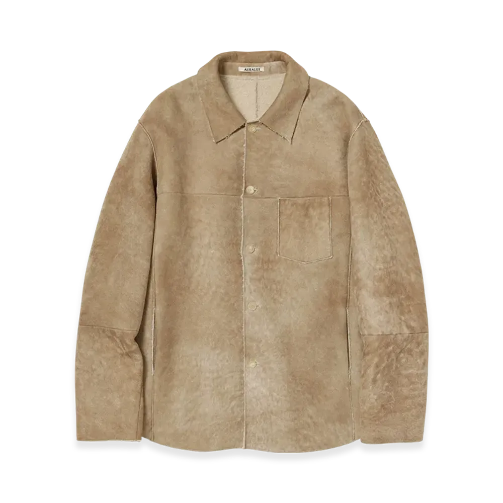 AURALEE Merino Mouton Shirt Blouson "Beige"