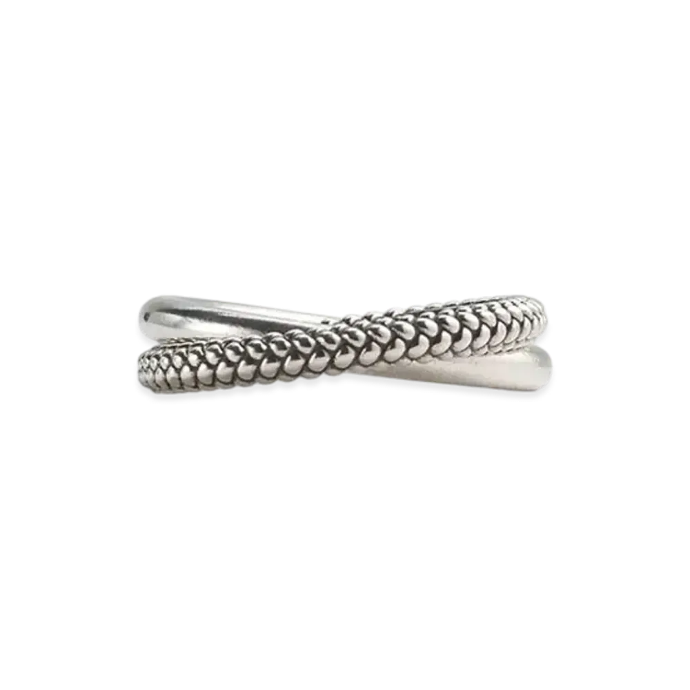 Bottega Veneta Intreccio Interlocking Double Ring "Silver"