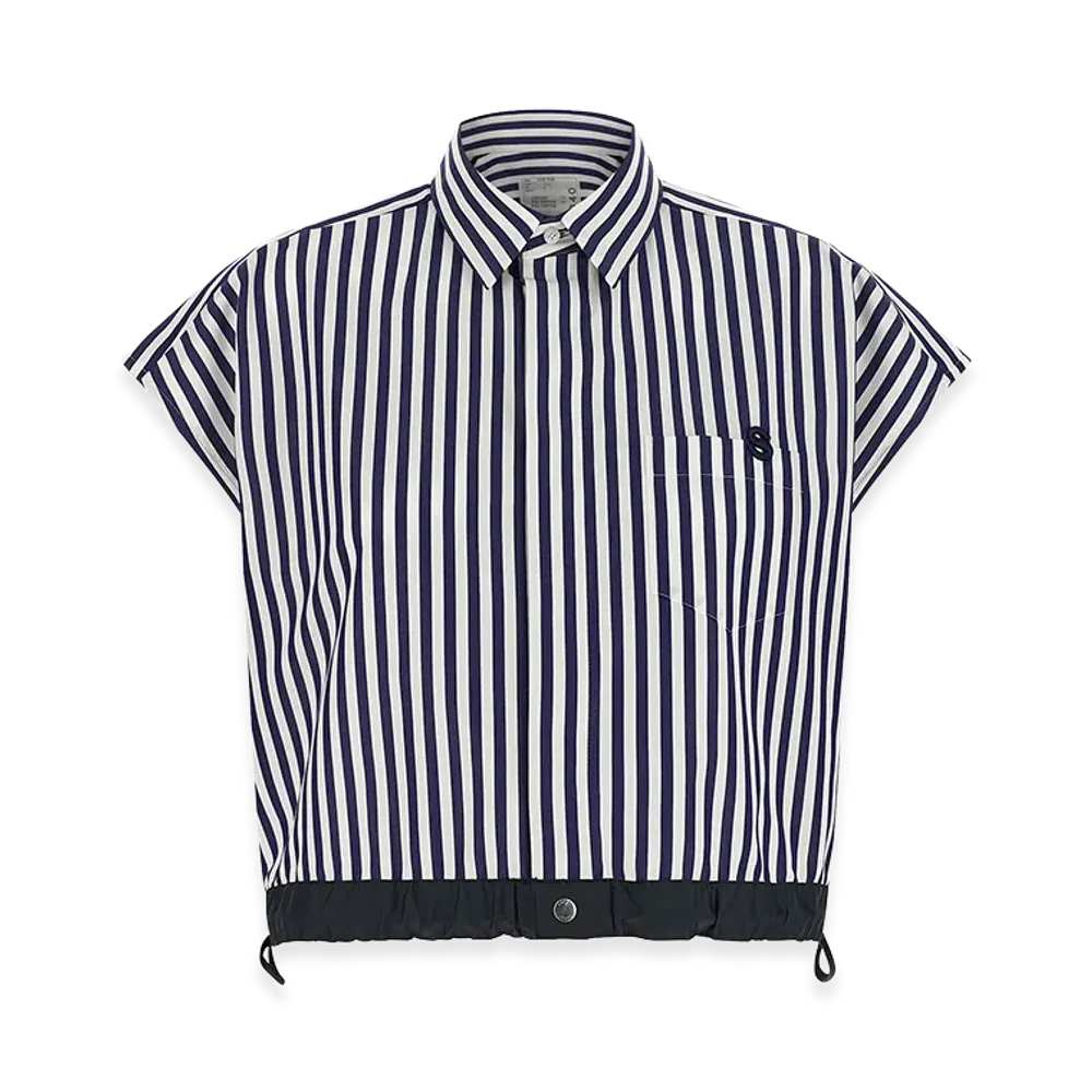 sacai Women's Cropped Short Sleeve Shirt "Blue"
