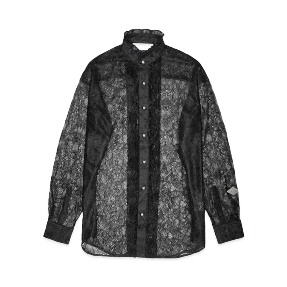 el conductorH FLOWER LACE FRILL SHIRT "BLACK"
