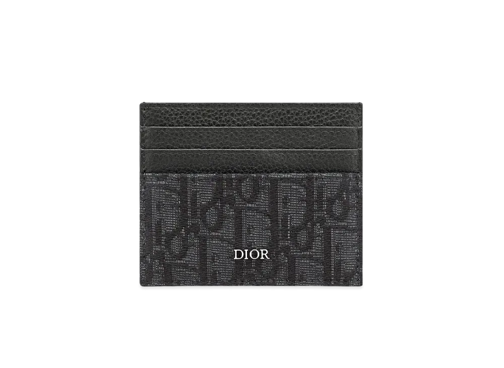 Dior Card Holder Dior Oblique Jacquard & Grained Calfskin "Black"