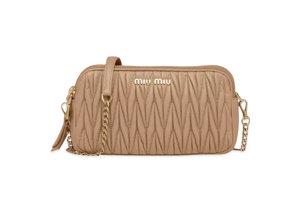 MIU MIU Materasse Leather Mini Bag "Beige Pink"