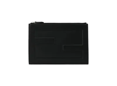 FENDI Baguette Slim Clutch Big Leather Bag "Black"
