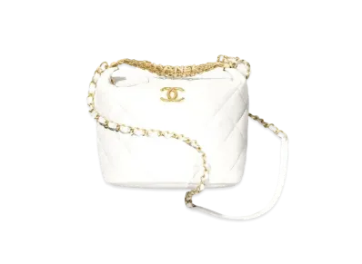 CHANEL Small Hobo Bag Lambskin & Stras "White"