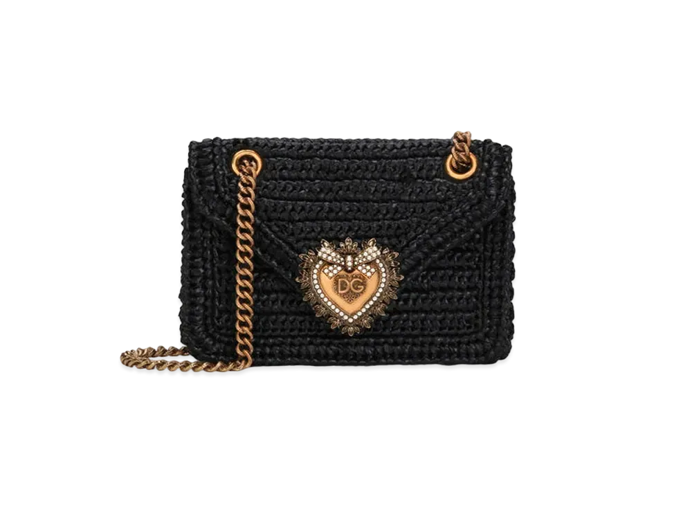 Dolce&Gabbana Devotion Bag Medium Crosse Lafia "Black"
