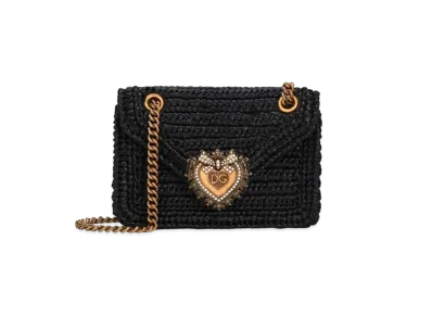 Dolce&Gabbana Devotion Bag Medium Crosse Lafia "Black"