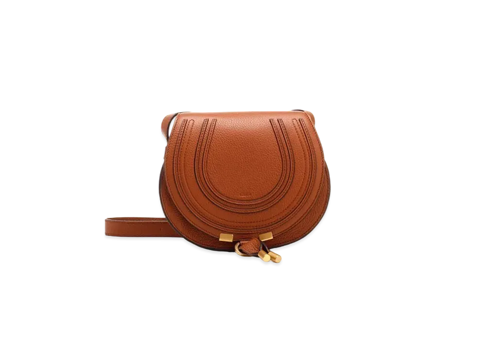 Chloe Mini Marcie Saddle Bag In Grained Calfskin "Tan"
