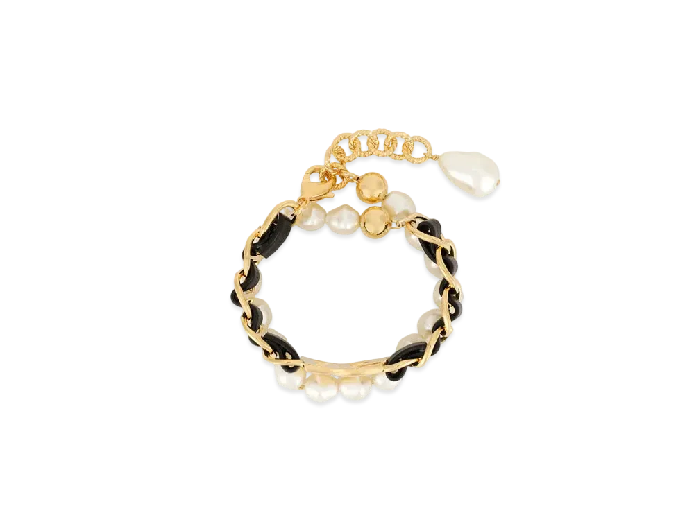Dolce&Gabbana Bracelet With DG Logo And Leather Details "Gold"