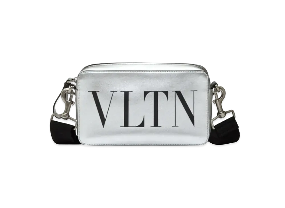 Valentino VLTN Leather Crossbody Bag "Silver/Black"