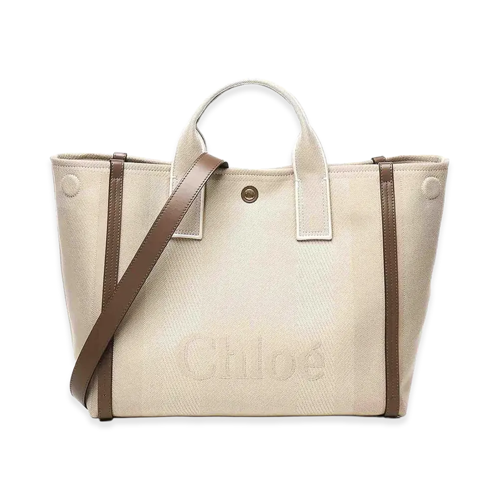Chloe Women's Canvas Chloa Carry Shopping Bag "Beige"