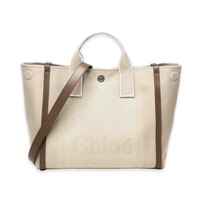 Chloe Women's Canvas Chloa Carry Shopping Bag "Beige"