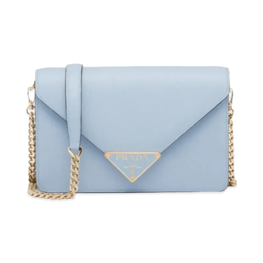 PRADA Saffiano Leather Shoulder Bag "Light Blue"