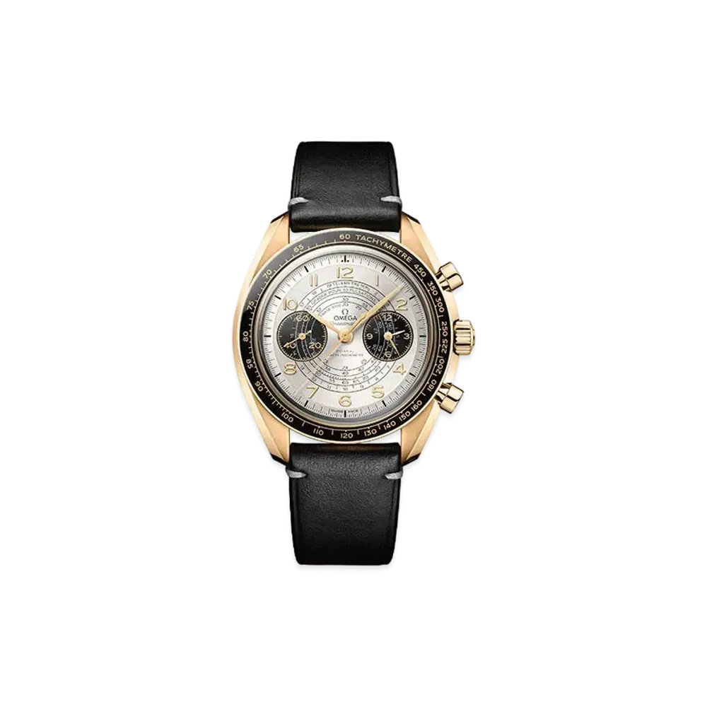 OMEGA Speedmaster Chronoscope Paris 2024 Leather Strap "Moonshine Gold"