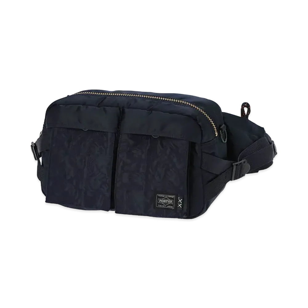 PORTER TANKER x KAWS Waist Bag "Iron Blue"